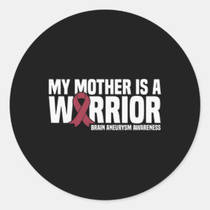 Sticker Rond Ma mère est un guerrier Cerveau Aneurie Sensibilis