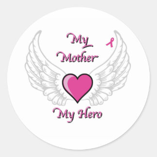 Sticker Rond Ma mère Mon héros Ailes et Coeur 2
