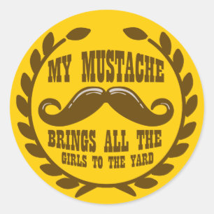 Sticker Rond Ma moustache amène toutes les filles au triage