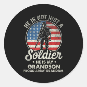Sticker Rond Ma petite-fille est un soldat Citation fière grand
