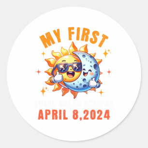 Sticker Rond Ma première éclipse solaire totale 8 avril Enfant 