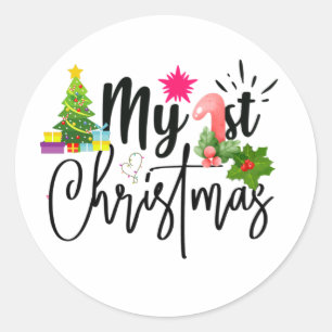 Sticker Rond ma première tenue de noël pour bébé bébé