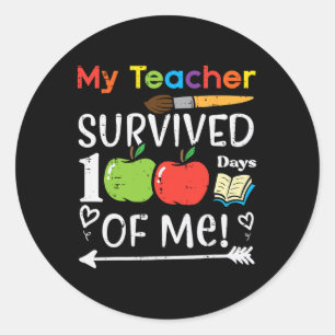 Sticker Rond Ma prof a survécu 100 jours de moi Filles du 100èm