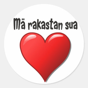 Sticker Rond Mä rakastan sua - Je vous aime en finnois