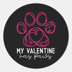 Sticker Rond Ma Saint-Valentin a des pattes - Amoureux des chie