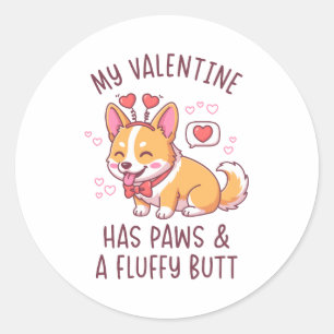 Sticker Rond Ma Saint-Valentin a des pattes et un derrière duve