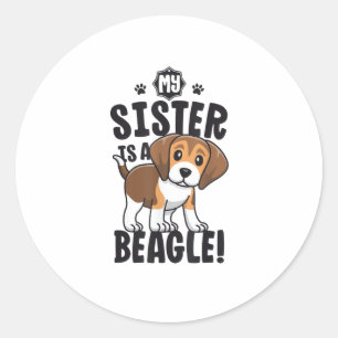 Sticker Rond Ma Soeur Est Une Chemise Beagle Enfants Beagle Che