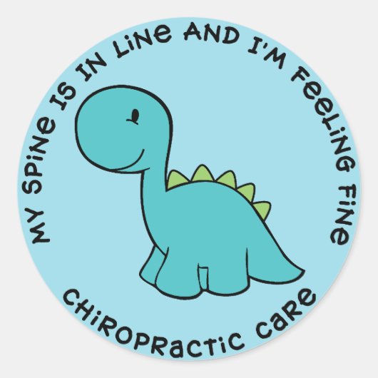 Sticker Rond Ma Spine Est En Ligne Dinosaure Chiropratique Stic (Devant)