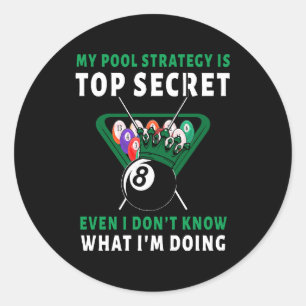 Sticker Rond Ma stratégie de billard est même