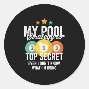 Sticker Rond Ma stratégie de billard est top secret, même moi j