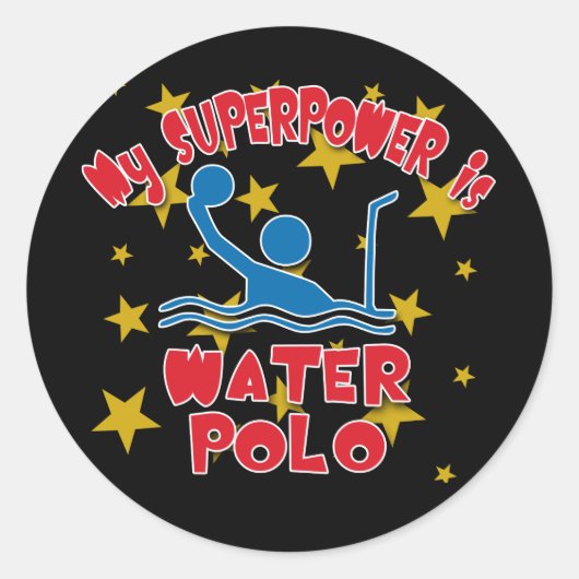 Sticker Rond Ma superpuissance est Water Polo (Devant)