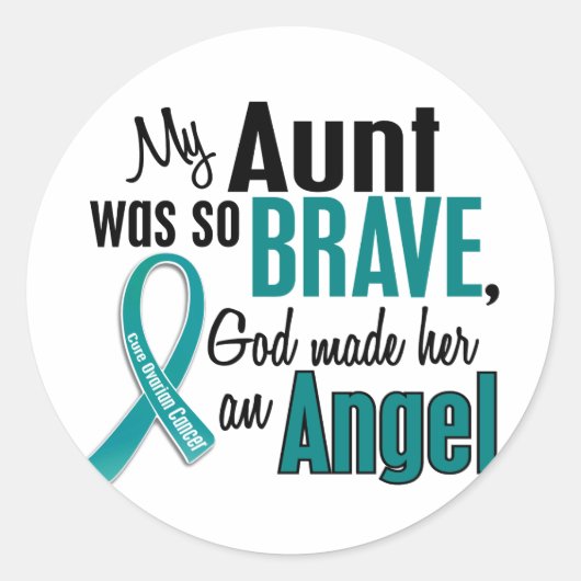 Sticker Rond Ma Tante Est Un Ange 1 Cancer Ovarien (Devant)