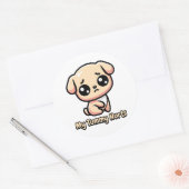 Sticker Rond Ma Tummy Hurle ! Jeu de chien mignon (Enveloppe)