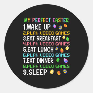 Sticker Rond Ma vidéo de jeu de Pâques parfaite pour les amateu
