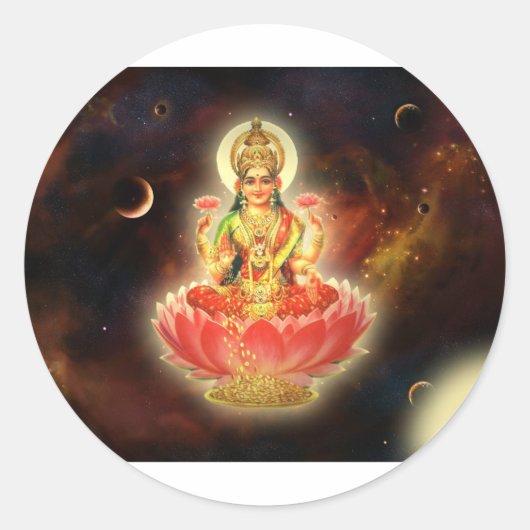 Sticker Rond Maa Maha Lakshmi Devi Laxmi Déesse de la richesse (Devant)