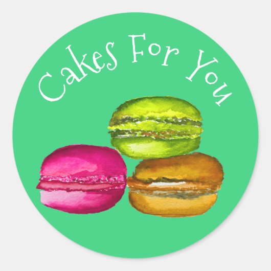Sticker Rond Macaron cakes design Cadeau marque d'entreprise (Devant)