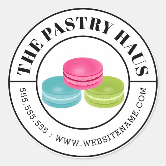Sticker Rond Macaron élégant et texte courbe (Devant)