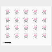 Sticker Rond Macaron Rose Rustique Cuit avec Amour (Feuille)