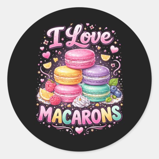 Sticker Rond Macarons Amour Sucré (Devant)