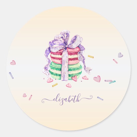 Sticker Rond Macarons cool à aquarelle tendance (Devant)