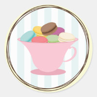 Macarons Français En Stick Tasse De Thé Rose