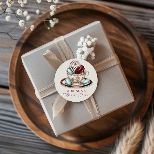 Sticker Rond Macarons pour la fête prénuptiale et thé
