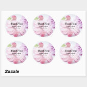 Sticker Rond Macarons roses et framboises rouges Mariage Merci (Feuille)