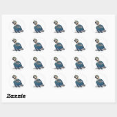 Sticker Rond Macaw bleu et jaune (Feuille)