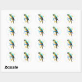 Sticker rond Macaw bleu et or (Feuille)