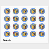 Sticker Rond Macaw bleu et or (Feuille)