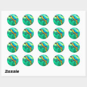 Sticker Rond macaw bleu et or en Amazonie (Feuille)