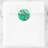 Sticker Rond macaw bleu et or en Amazonie (Sac)
