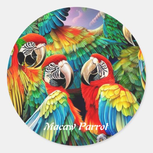 Sticker Rond Macaw Parrot (Devant)