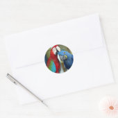 Sticker Rond Macaws rouges et bleus colorés (Enveloppe)