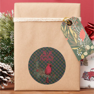 Sticker Rond MacDuff Chasse Tartan Écossais Noël