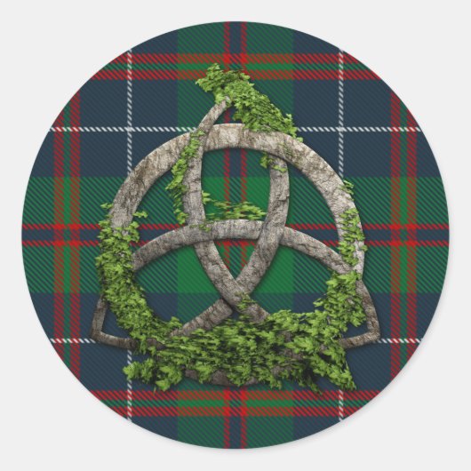 Sticker Rond MacHardy Tartan Et Celtic Trinity Knot (Devant)