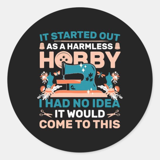 Sticker Rond Machine à coudre Broderie Hobby à coudre (Devant)