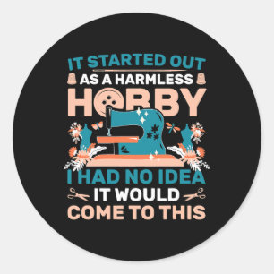 Sticker Rond Machine à coudre Broderie Hobby à coudre