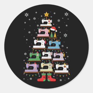 Sticker Rond Machine à coudre de Noël Guirlandes de l'arbre Bas