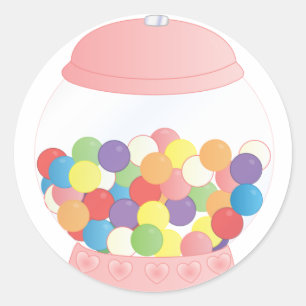 Sticker Rond Machine à gumball rose