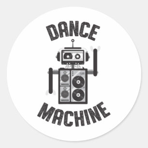 Sticker Rond Machine de danse Robot Vintage Retro 80s