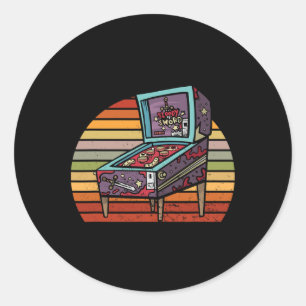 Sticker Rond Machine de flipper rétro Pinll Arcade Pinll Wizard