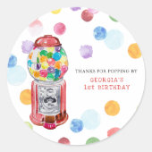 Sticker Rond Machine de gumball rétro | Parti Anniversaire de e (Devant)