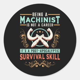 Sticker Rond Machine Machiniste Mécanique CNC Idée cadeau