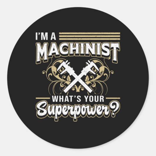 Sticker Rond Machine mécanique CNC Machine Superpower Cadeau (Devant)