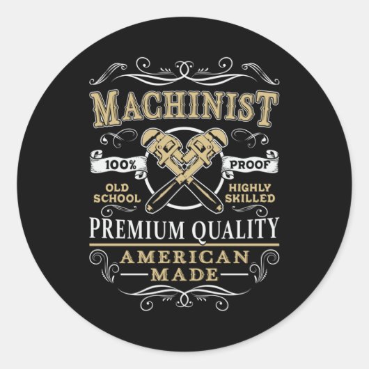 Sticker Rond Machine mécanique CNC Machiniste Idée cadeau (Devant)