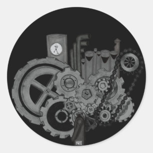 Sticker Rond Machines à vapeur (monochrome)