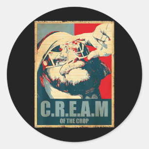 Sticker Rond Macho Crème De Crop Oh Ouais Retro Funny Vintage