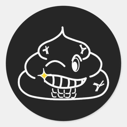 Sticker Rond Macho Poop - Brootsch le PooPoo (Devant)