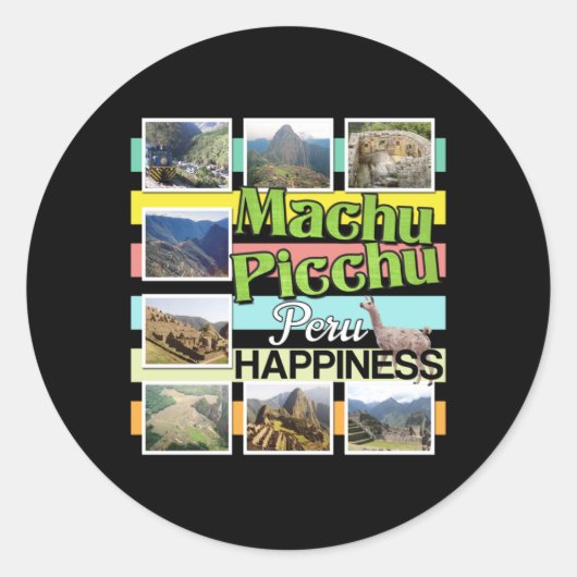 Sticker Rond Machu Picchu Pérou Bonheur (Devant)